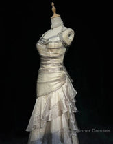 Retro Mermaid Long Semi Formal Prom Dresses New Long Evening Gowns